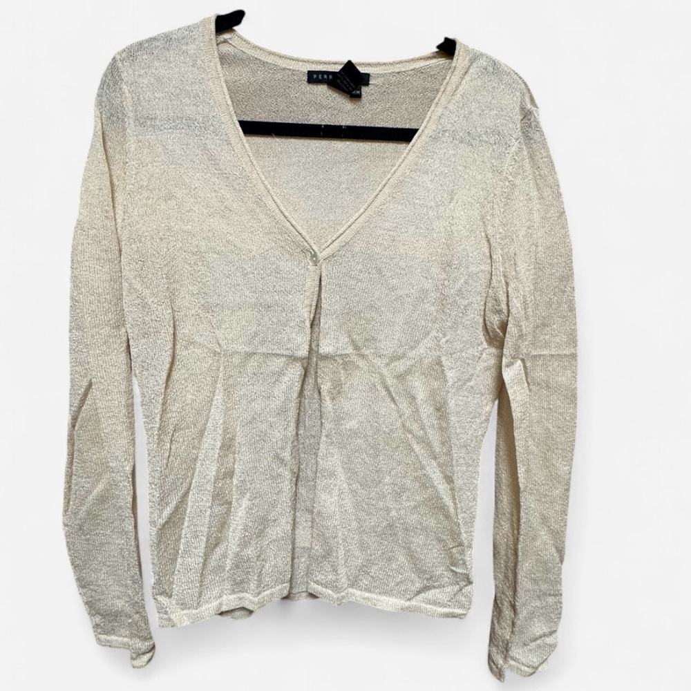 Vintage Perry Ellis Silk Blend Champagne Women’s Cardigan